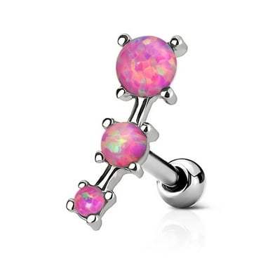 18G 1/4" Fire & Ice Opal White 2,2.5,3mm Triple Forward Helix Earring Cartilage 18G 1/4" Fire & Ice Opal White 2,2.5,3mm Triple Forward Helix Earring Cartilage
